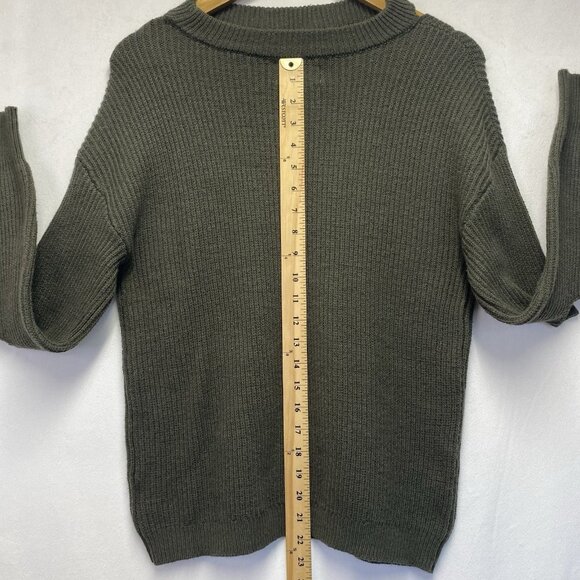 Ruby Moon Ribbed Knit Cut-Out Sleeves & Neck Pullover Sweater Women Small Green - Picture 3 of 14